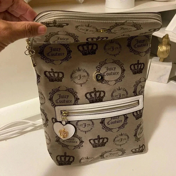 JUICY COUTURE LOGO MINI
BACKPACK PURSE BAG BROWN WHITE BEIGE WITH WALLET - Picture 7 of 15